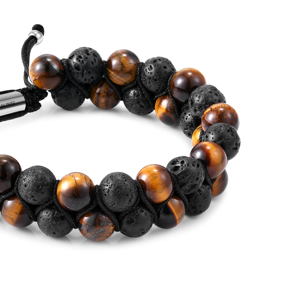 Onyx en Lava Stone Natuursteen Armband | Set van 4 | Double Onyx