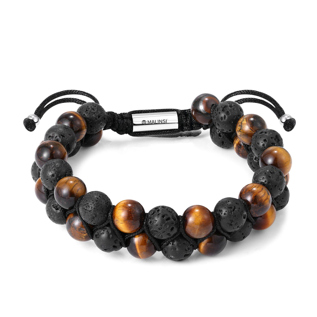 Onyx en Lava Stone Natuursteen Armband | Set van 4 | Double Onyx