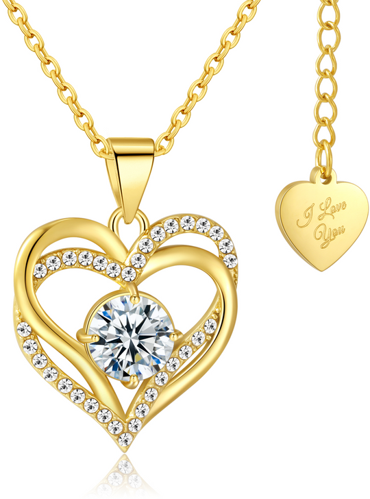 Ketting Dames | Dubbel Hart | Goud 18K Plated RVS