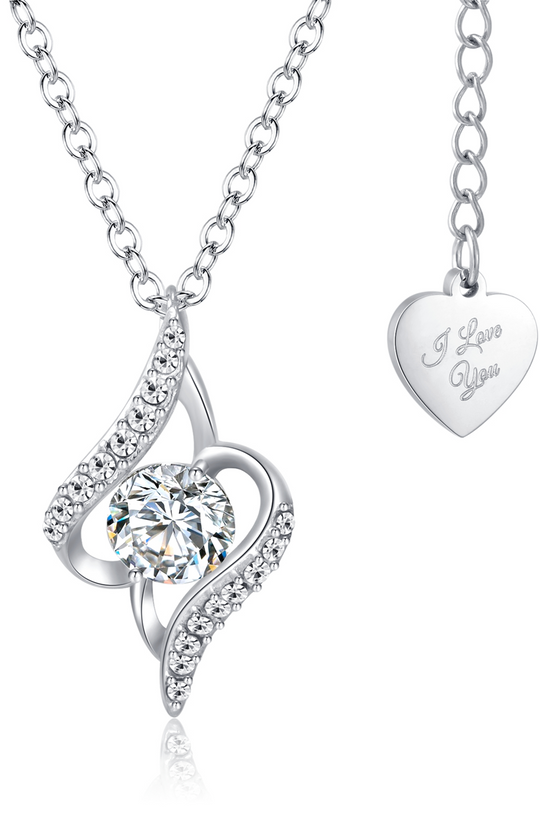 Ketting Dames | Hug Diamant | Zilver RVS | Zirkonia