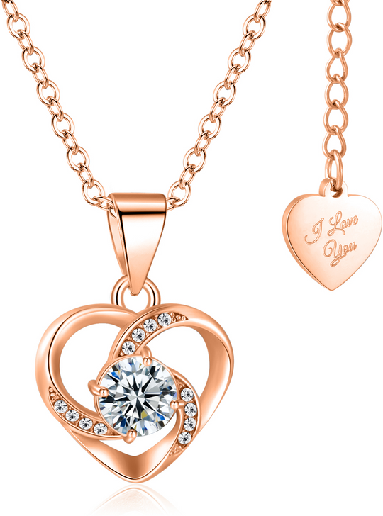 Ketting Dames | Spiraal Hart | Rose goud plated RVS