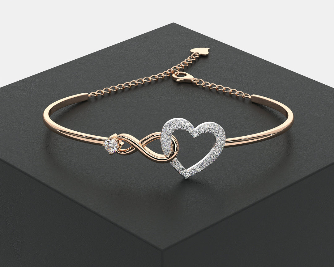 Infinty in hart armband dames met zirkonia steen, Rosegoud | Cadeauplek