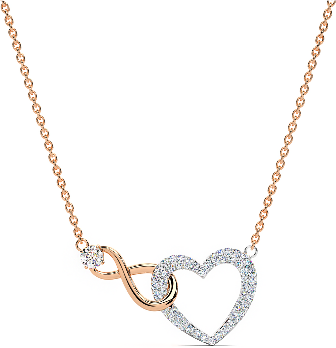 ketting dames rosegoud infinity hart met zirkonia steen | cadeauplek