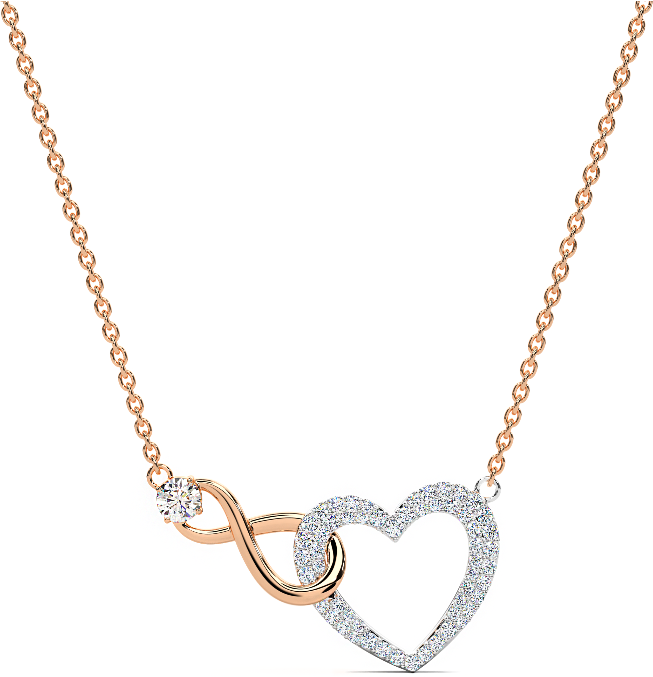 ketting dames rosegoud infinity hart met zirkonia steen | cadeauplek