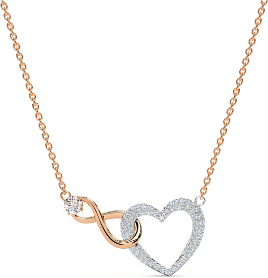 ketting dames rosegoud infinity hart met zirkonia steen | cadeauplek