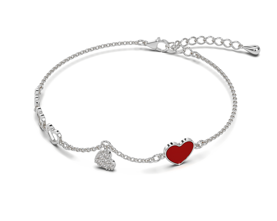 Hartjes armband dames met steentjes, Zilver | Cadeauplek