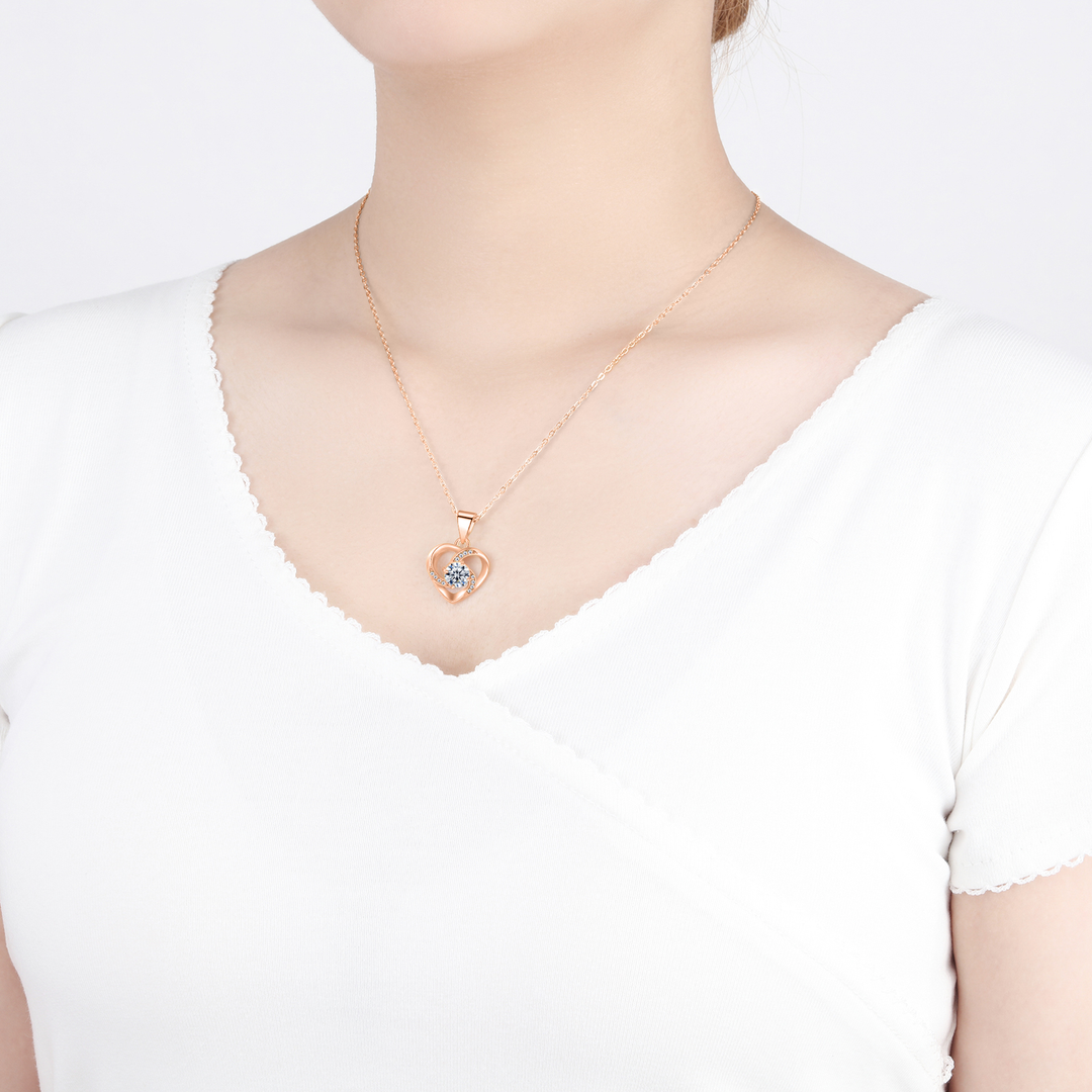 Ketting Dames | Spiraal Hart | Rose goud plated RVS