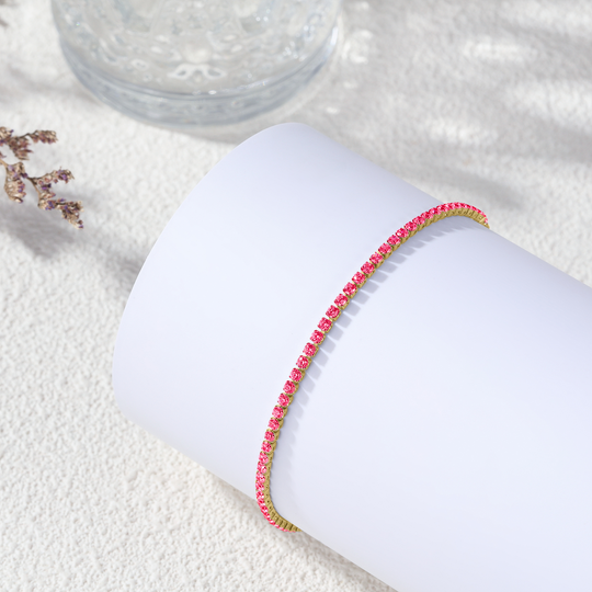 Armband Dames | Diamant Steentjes | Goud & Rood