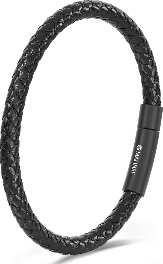 Armband Heren Leer | Enkel Gevlochten | Zwart