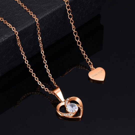 Ketting Dames | Spiraal Hart | Rose goud plated RVS