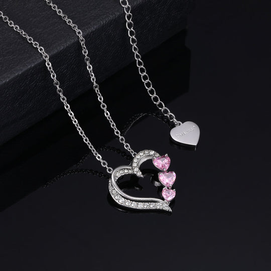 Ketting Dames | Dubbel Hart Diamant | Zilver RVS