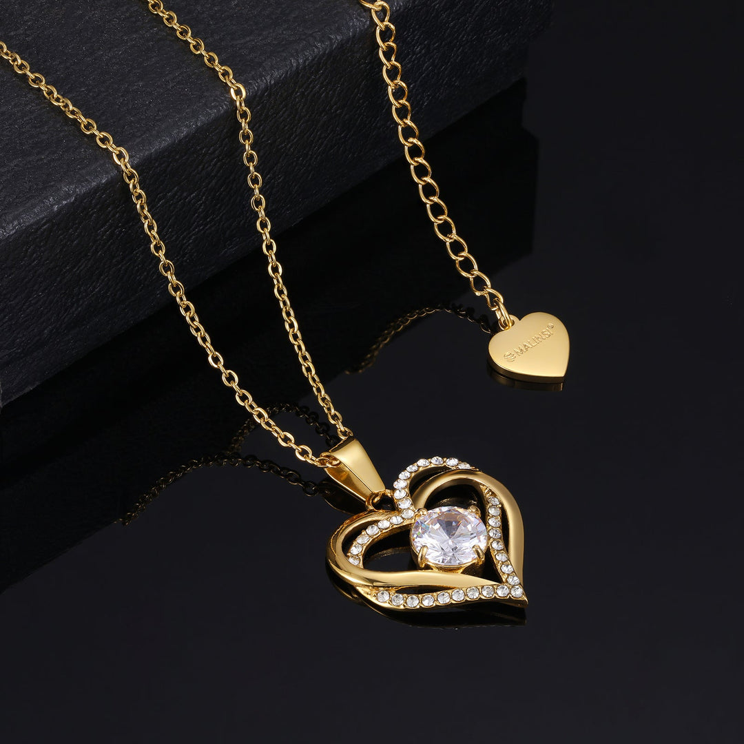 Ketting Dames | Dubbel Hart | Goud 18K Plated RVS