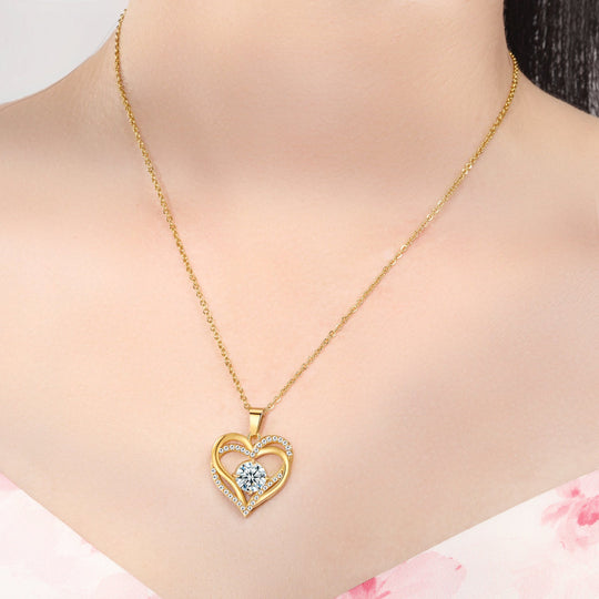 Ketting Dames | Dubbel Hart | Goud 18K Plated RVS