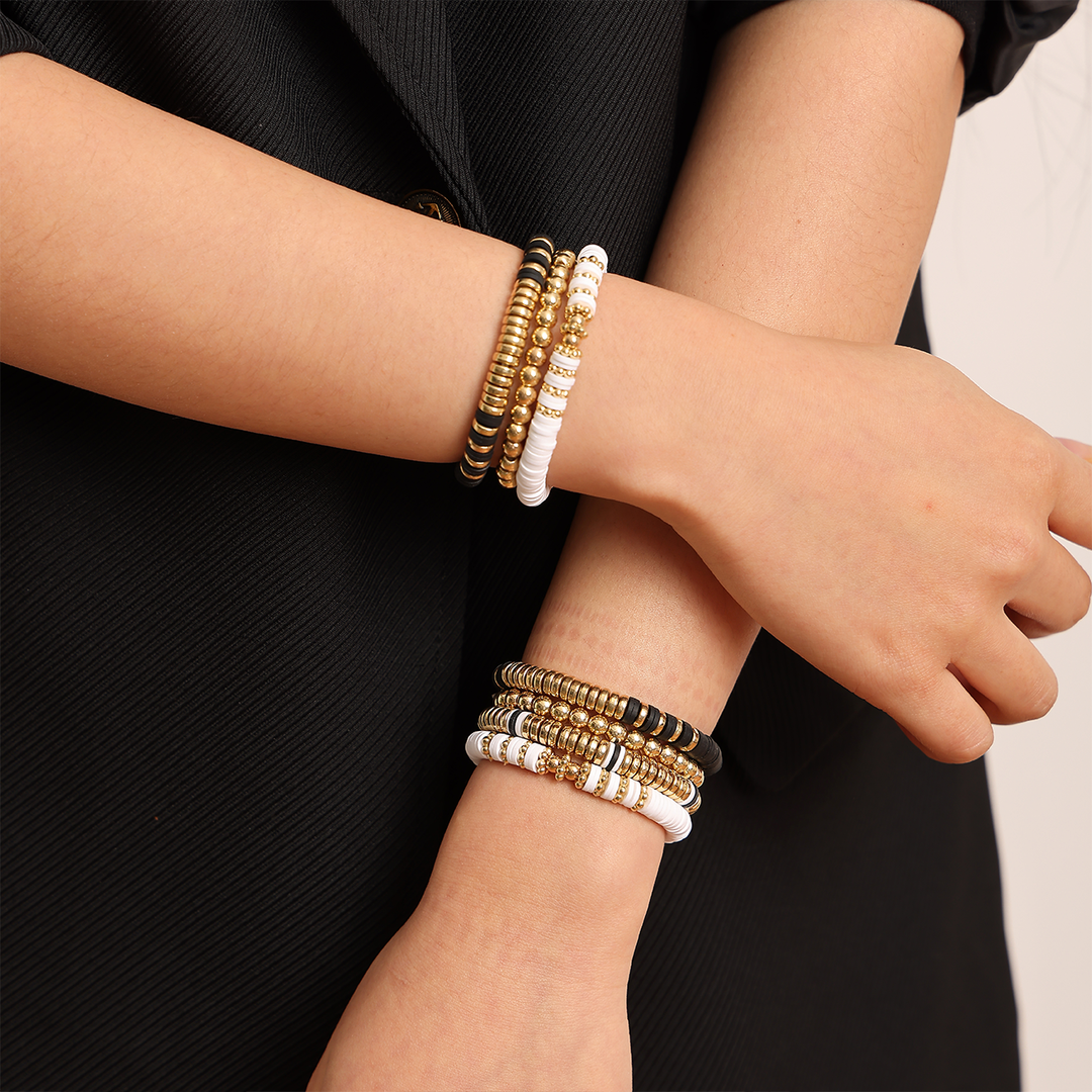 Armband Dames Set 7 Stuks | Zwart & Wit