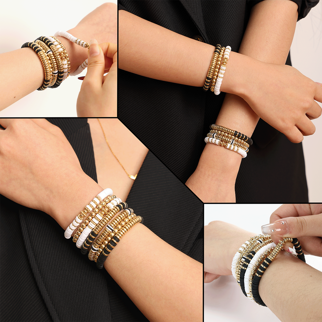 Armband Dames Set 7 Stuks | Zwart & Wit