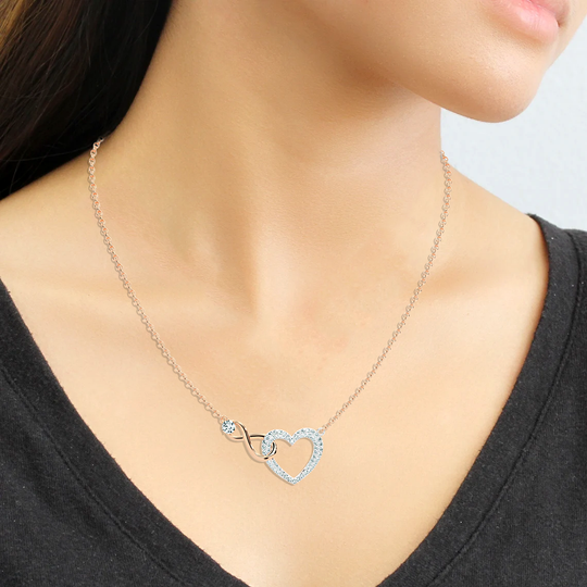 ketting dames rosegoud infinity hart met zirkonia steen om nek | cadeauplek