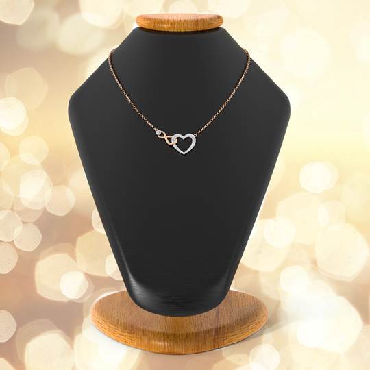 ketting dames rosegoud infinity hart met zirkonia steen | cadeauplek