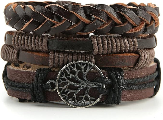 Forever Rope en Leer Armband | Set van 3 | Bruin