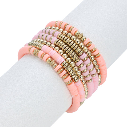 Armband Dames Set 7 Stuks | Roze & Geel