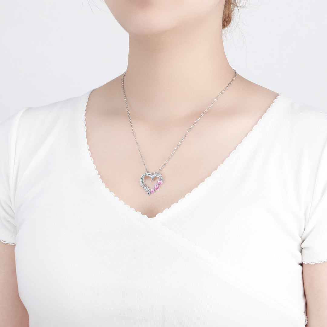 Ketting Dames | Dubbel Hart Diamant | Zilver RVS