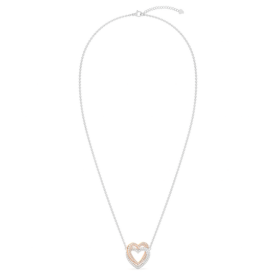 ketting dames zilver met twee hartjes en zirkonia steentjes | cadeauplek