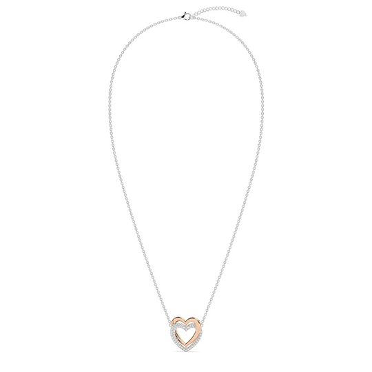 ketting dames zilver met twee hartjes en zirkonia steentjes | cadeauplek