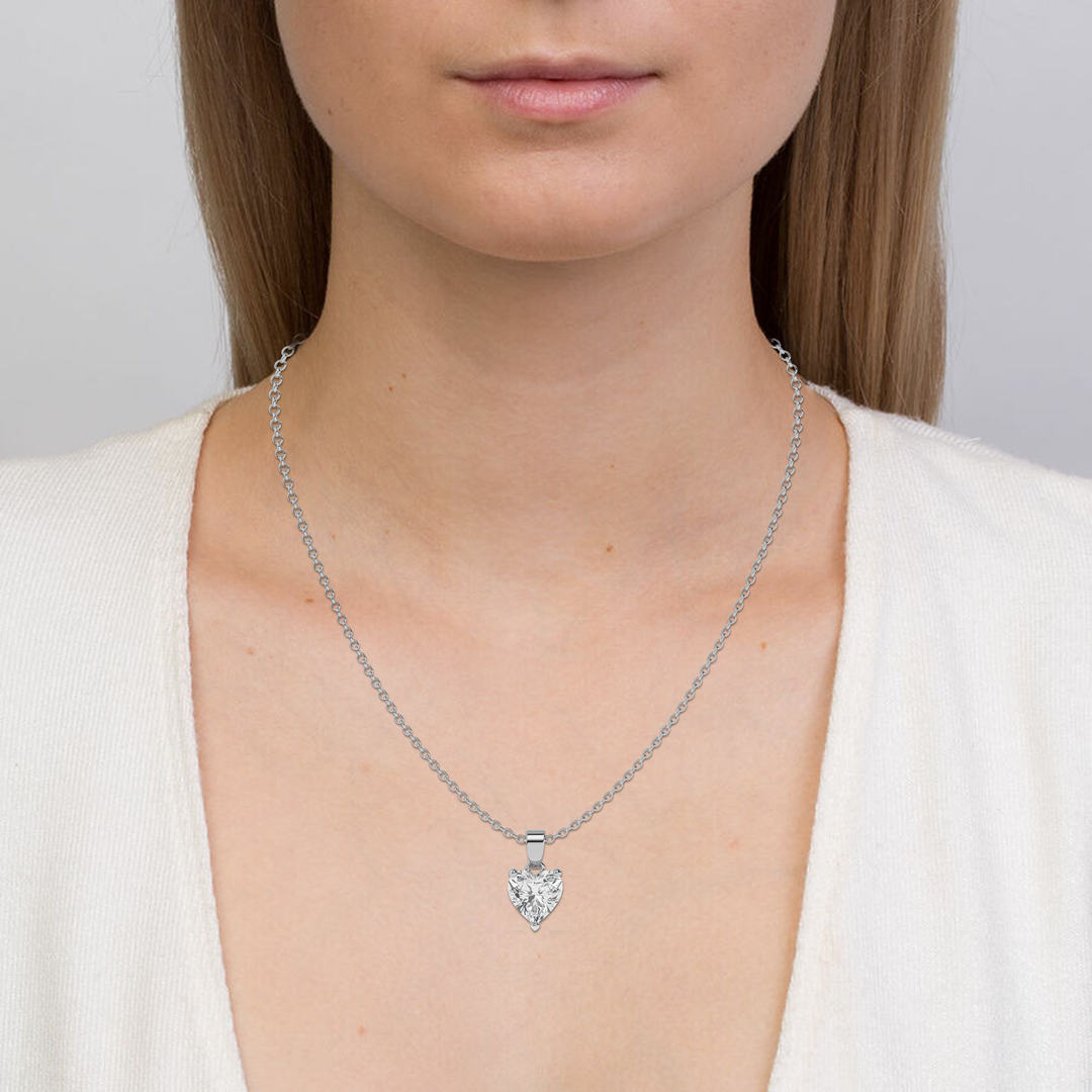 Zirkonia hart dames ketting | Zilver