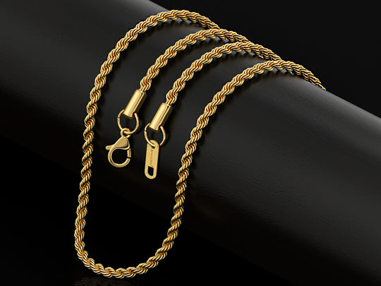 Rope Chain Ketting | Compleet RVS 60cm | Goud